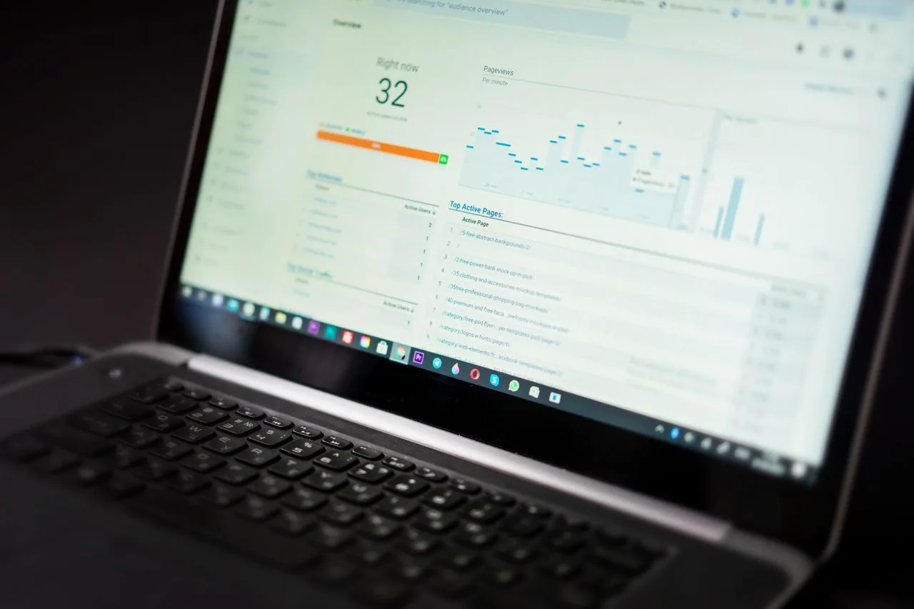 Search analytics dashboard open on a laptop
